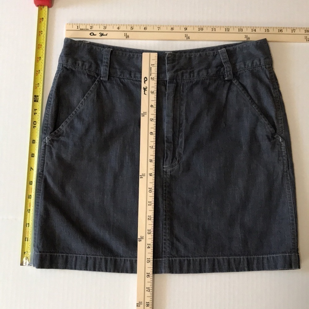 BANANA REPUBLIC Denim Mini Skirt Waistband Belt Loops Zip Front Slip Pockets—6 - Picture 6 of 16
